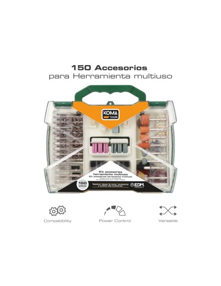 KOMA TOOLS 08734 SET DE 150  ACCESORIOS KOMA TOOLS PARA MINI HERRAMIENTA MULTIUSOS ROTATIVA REF: 08709 EDM