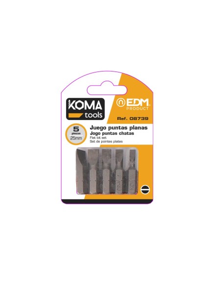 KOMA TOOLS 08739 JUEGO PUNTAS PLANAS 1 4 -5 PIEZAS X 25MM KOMA TOOLS