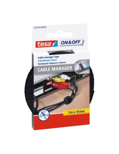 E3/47082 ORGANIZADOR DE CABLES CINTA DE CIERRE 5M X 10MM NEGRO 55239 TESA