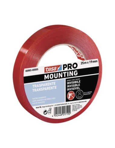 E3/47266 CINTA DOBLE CARA MOUNTING PRO TRANSPARENTE 25m x 19mm 66965 TESA