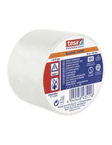 E3/47286 CINTA AISLANTE HOMOLOGADA BLANCA 25m x 50mm 53988 TESA