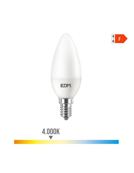 BOMBILLA VELA LED E14 8W 806 lm 4000K LUZ DIA Ø38x114cm EDM