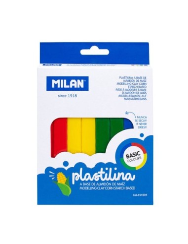 Caja con 4 barras de plastilina de colores 330g Milan