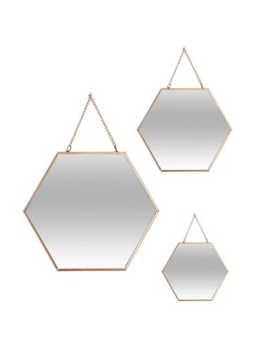 E3/83725 SET 3 ESPEJOS ORO HEXAGONALES 198X175CM/25X225CM/295X26CM