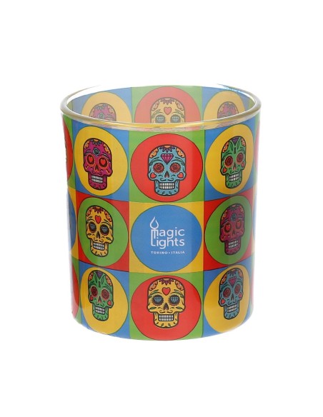 E3/84056 VELA EN VASO POP ART Ø75cm al.84cm SKULL MAGIC LIGHTS