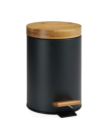 PAPELERA PEDAL NEGRA/BAMBU 3l ANDREA HOUSE