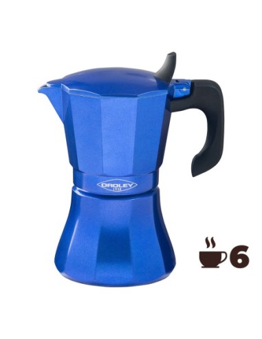 Cafetera de aluminio de 6 tazas mod: categoría" color azul oroley