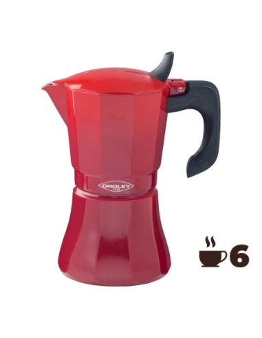 Cafetera de aluminio de 6 tazas mod: categoría" color rojo oroley