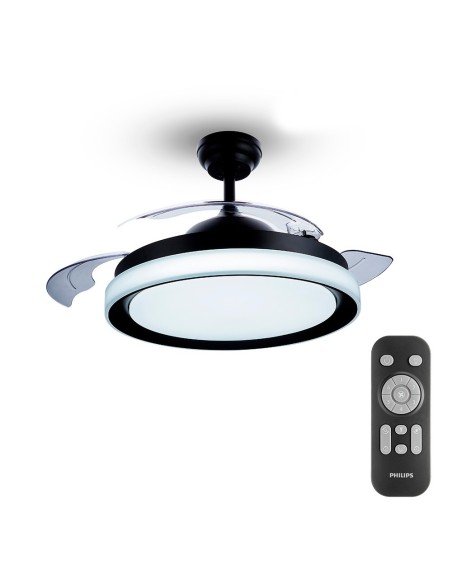 E3/93545 Ventilador Techo De Led Modelo Atlas Negro Potencia: 28+35W Aspas: Ø106Cm Con Mando A Distancia Philips