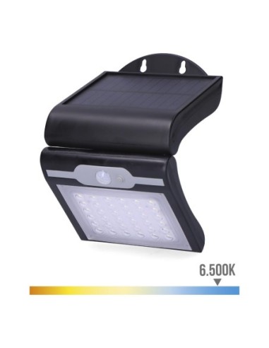 APLIQUE SOLAR 2W 220Lm 6.500K CON SENSOR COLOR NEGRO EDM