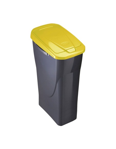 PAPELERA 15 LITROS ECOBIN CON TAPA COLOR NEGRO/AMARILLO 31x20x42cm MONDEX