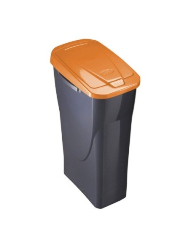 PAPELERA 15 LITROS ECOBIN CON TAPA COLOR NEGRO/NARANJA 31x20x42cm MONDEX