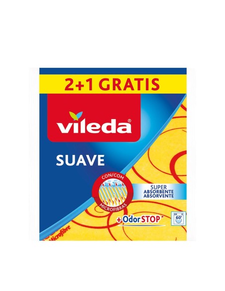 VILEDA 77615 BAYETA AMARILLA SUAVE 2+1 30% MICROFIBRA