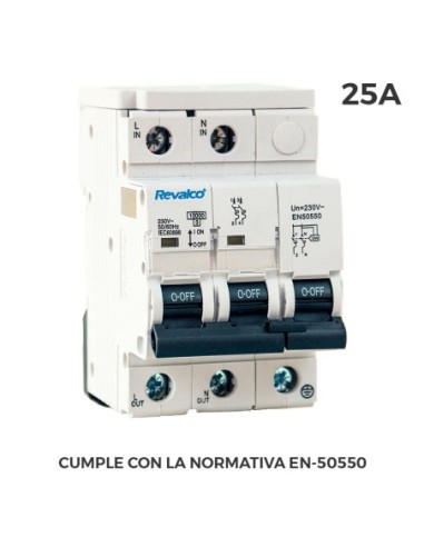 E3/02504 IGA 2P 25A C 10KA PROT.SOBRETENSION PERMANENTE SEGUN NORMATIVA EN-50550 Y TRANSITORIO 5-15KA 275V