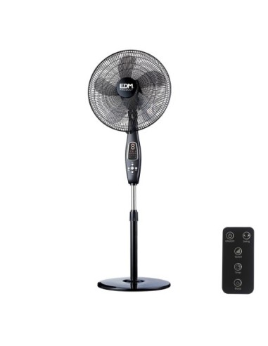 Ventilador de pie negro de Ø40cm, altura regulable (110 a 130 cm) y 60W