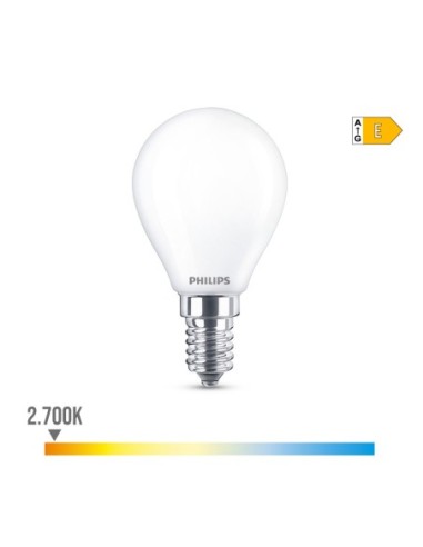 E3/93018 BOMBILLA ESFERICA LED E14 65W 806Lm 2.700k LUZ CALIDA PHILIPS