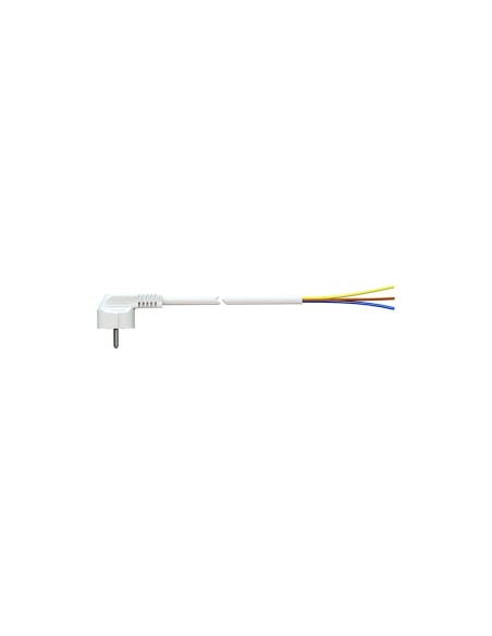 Cable con clavija Schuko 1m 3x1.5mm 48mm 16a 250v t/tl blanco. Solera 7000/1.