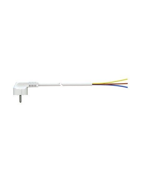 Cable con clavija Schuko 3m 3x1.5mm  48mm 16a 250v t/tl blanco. Solera 7000/3.