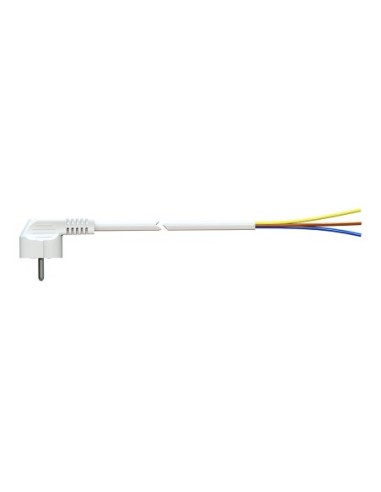 Cable con clavija Schuko 5m 3x15mm 48mm 16a 250v t/tl blanco. Solera 7000/5.