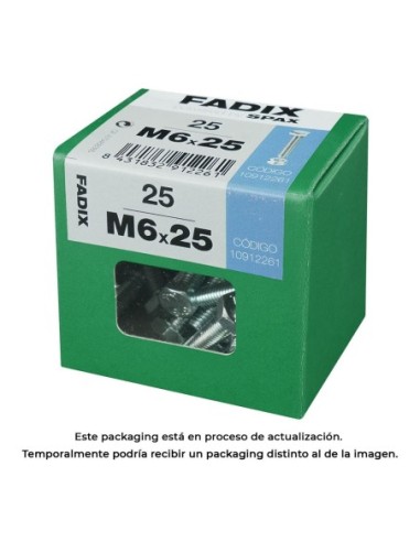 CAJA L 25 uds. TORNILLO METRICA CAB HEX +TUERCA CINC 2M 6x25mm FADIX