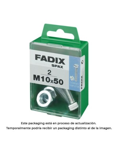 CAJA M 2 uds. TORNILLO METRICA CAB HEX +TUERCA CINC M10x50mm FADIX