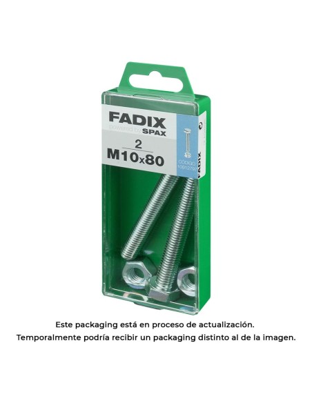 CAJA M 2 uds. TORNILLO METRICA CAB HEX +TUERCA CINC M10x80mm FADIX