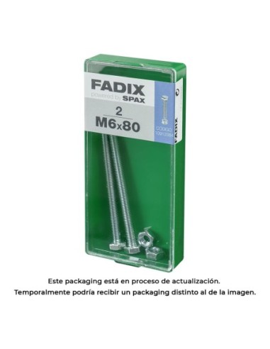 CAJA M 2 uds. TORNILLO METRICA CAB HEX +TUERCA CINC M 6x80mm FADIX