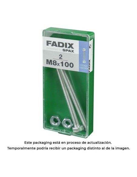 CAJA M 2 uds. TORNILLO METRICA CAB HEX +TUERCA CINC M 8x100mm FADIX