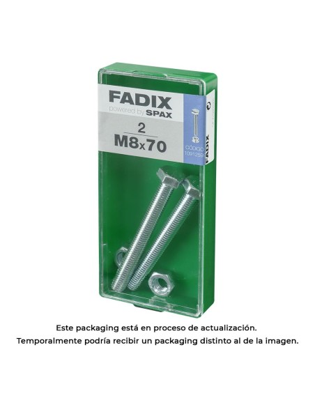 CAJA M 2 uds. TORNILLO METRICA CAB HEX +TUERCA CINC M 8x70mm FADIX