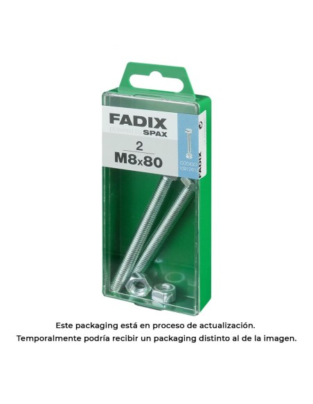 CAJA M 2 uds. TORNILLO METRICA CAB HEX +TUERCA CINC M 8x80mm FADIX