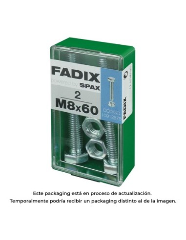 CAJA S 2 uds. TORNILLO METRICA CAB HEX +TUERCA CINC M 8x60mm FADIX