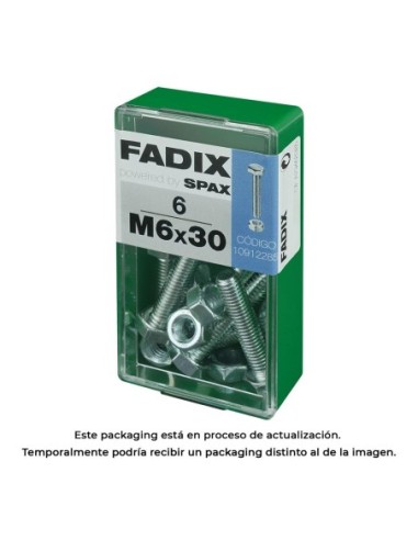 CAJA S 6 uds. TORNILLO METRICA CAB HEX +TUERCA CINC M 6x30mm FADIX