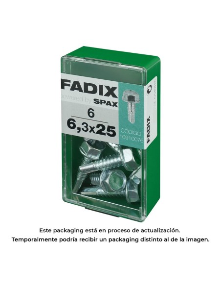 CAJA S 6 uds. TORNILLO ROSCA CHAPA HEXAGONAL AUTOT. 63x25mm FADIX