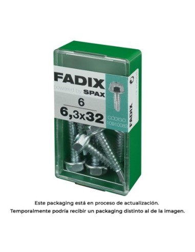 CAJA S 6 uds. TORNILLO ROSCA CHAPA HEXAGONAL AUTOT. 63x32mm FADIX