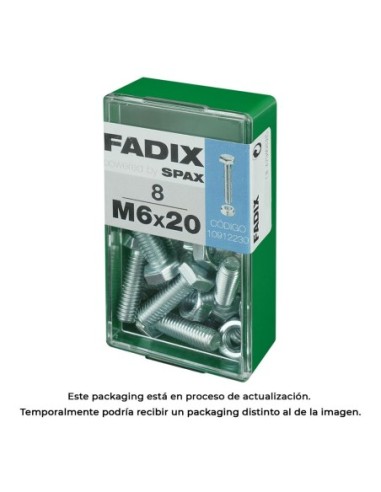 CAJA S 8 uds. TORNILLO METRICA CAB HEX +TUERCA CINC M 6x20mm FADIX