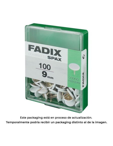 CAJA M 100 uds. CHINCHETA PLANA BLANCA 9mm FADIX