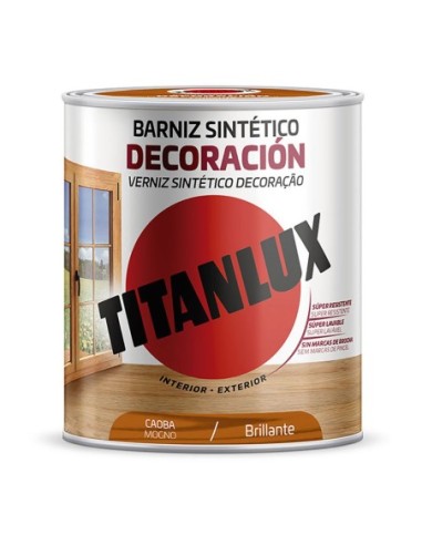 BARNIZ SINTÉTICO DECORACIÓN BRILLANTE CAOBA 250ml TITANLUX M10100414