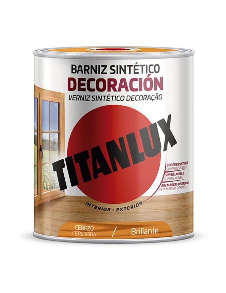 BARNIZ SINTÉTICO DECORACIÓN BRILLANTE CEREZO 250ml TITANLUX M10100514