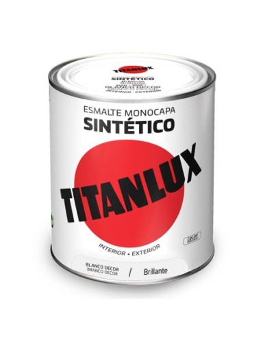 ESMALTE SINTÉTICO MONOCAPA BRILLANTE BLANCO DECORACIÓN 750ml TITANLUX 5809019