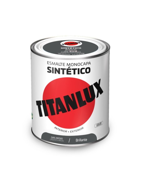 ESMALTE SINTÉTICO MONOCAPA BRILLANTE GRIS MEDIO 750ml TITANLUX 5808971