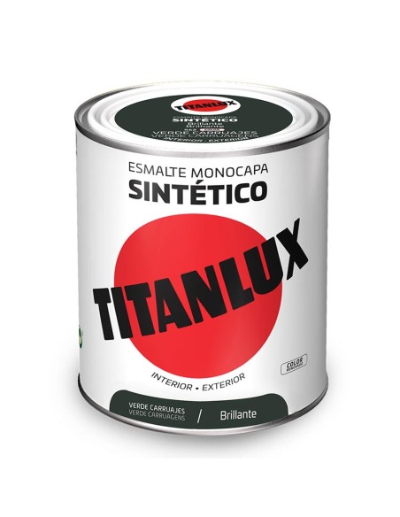 ESMALTE SINTÉTICO MONOCAPA BRILLANTE VERDE CARRUAJES 750ml TITANLUX 5808988