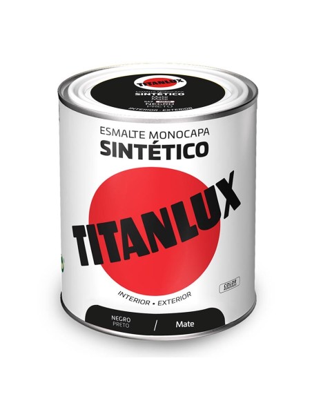 ESMALTE SINTÉTICO MONOCAPA NEGRO MATE 750ml TITANLUX 5809006