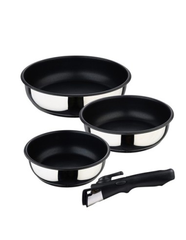 SET 3 SARTENES ACERO INOXIDABLE CLICK & COOK BERGNER