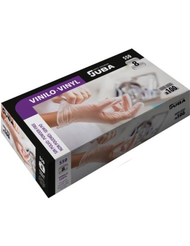 E3/80891 CAJA 100 GUANTES DESECHABLES VINILO SIN POLVO TALLA 10 JUBA