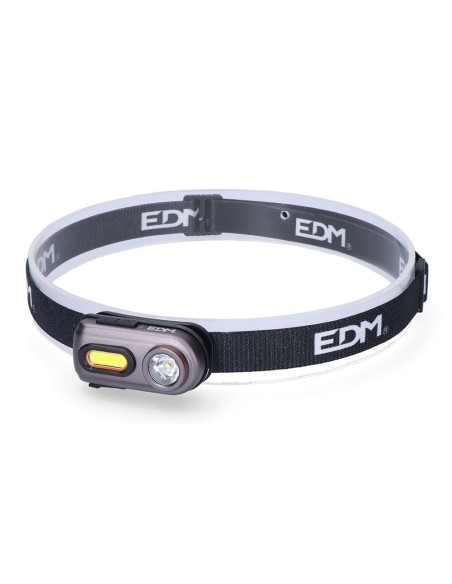 LINTERNA DE CABEZA FRONTAL 2 LEDS 3W+5W 400lm RECARGABLE. EDM