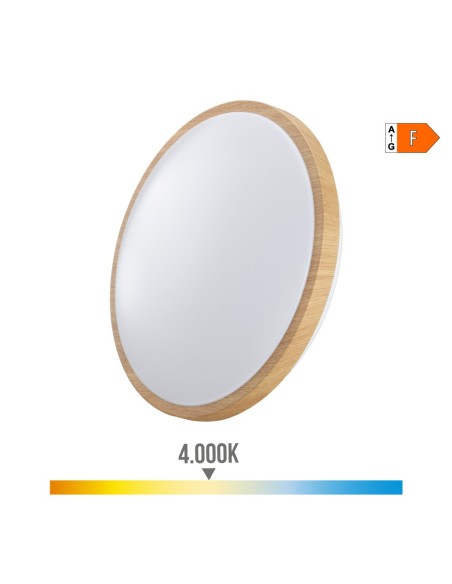 Aplique superficie circular LED 18w 1820lm 4000k ø33x73cm efecto madera EDM