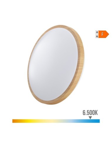 Aplique superficie circular LED 18w 1820lm 6400k ø33x73cm efecto madera EDM