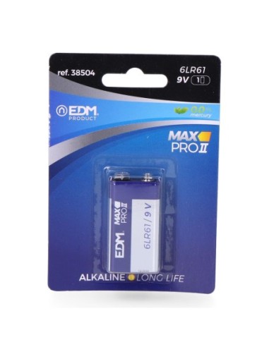 E3/38504 PILA EDM ALKALINA LONG LIFE 6LR61 - 9V (BLISTER 1 UNID)  265x175x485mm