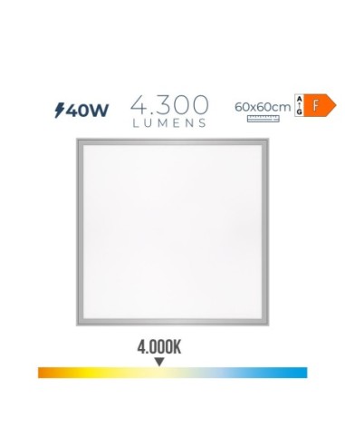 PANEL LED 40W 4300lm RA80 60x60cm 4000K LUZ DIA