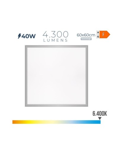 PANEL LED 40W 4300lm RA80 60x60cm 6400K LUZ FRIA